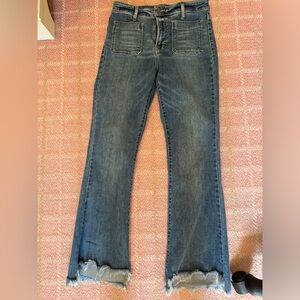 Hidden blue denim mid rise jeans